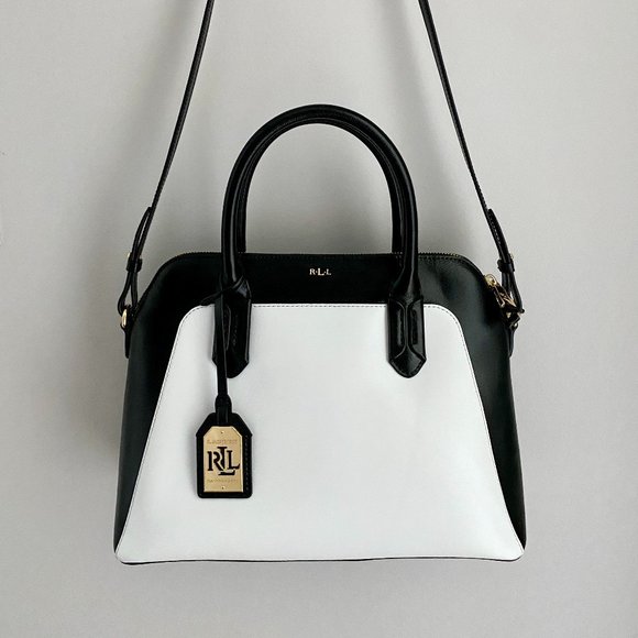 Lauren Ralph Lauren Handbags - Lauren Ralph Lauren Tate Dome Satchel Black/White with Gold Hardware